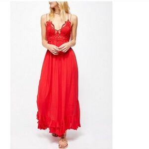 Free People NEW Adella Maxi Dress Red Medium